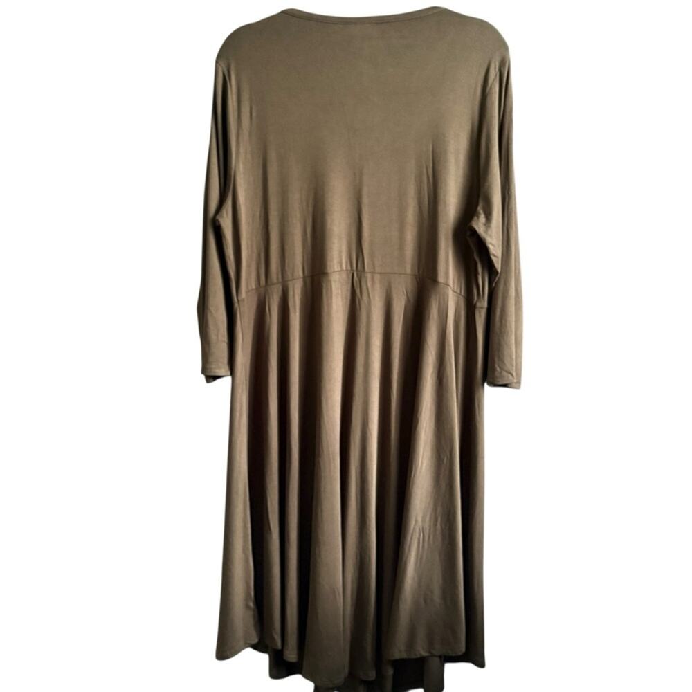 Torrid Olive A-Line Dress V-Neck 3/4 Sleeve - Picture 3 of 7